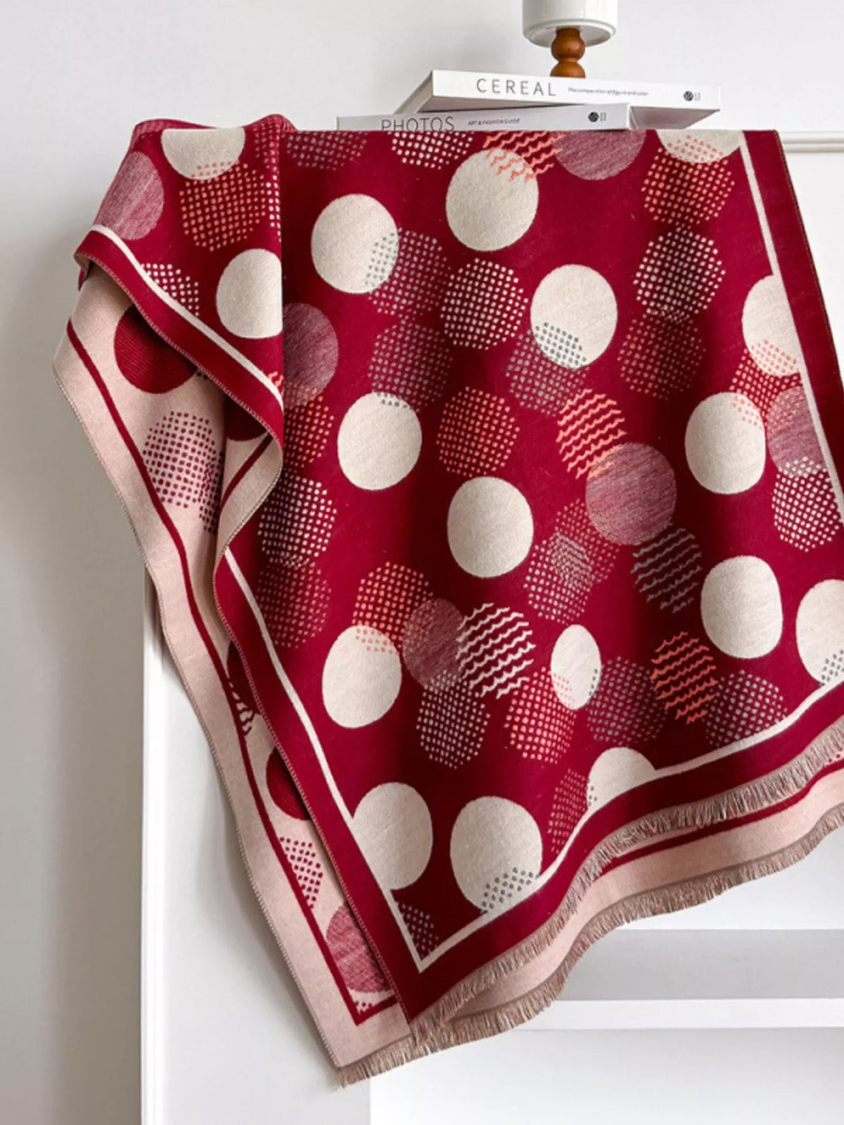 Polka Dot Raw Hem Scarf