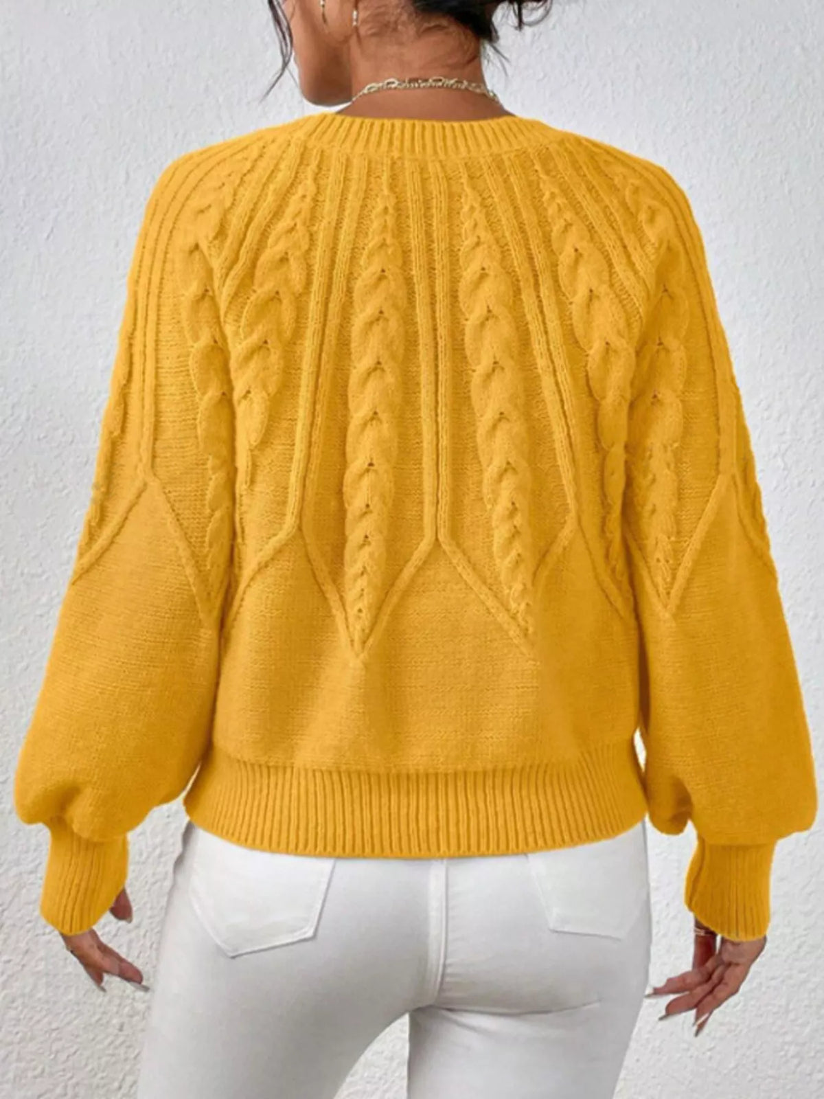Cable Knit Ribbed Long Sleeve Sweater
