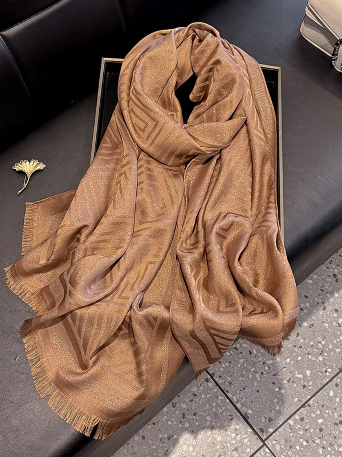 Raw Hem Lightweight Tonal Stripe Scarf