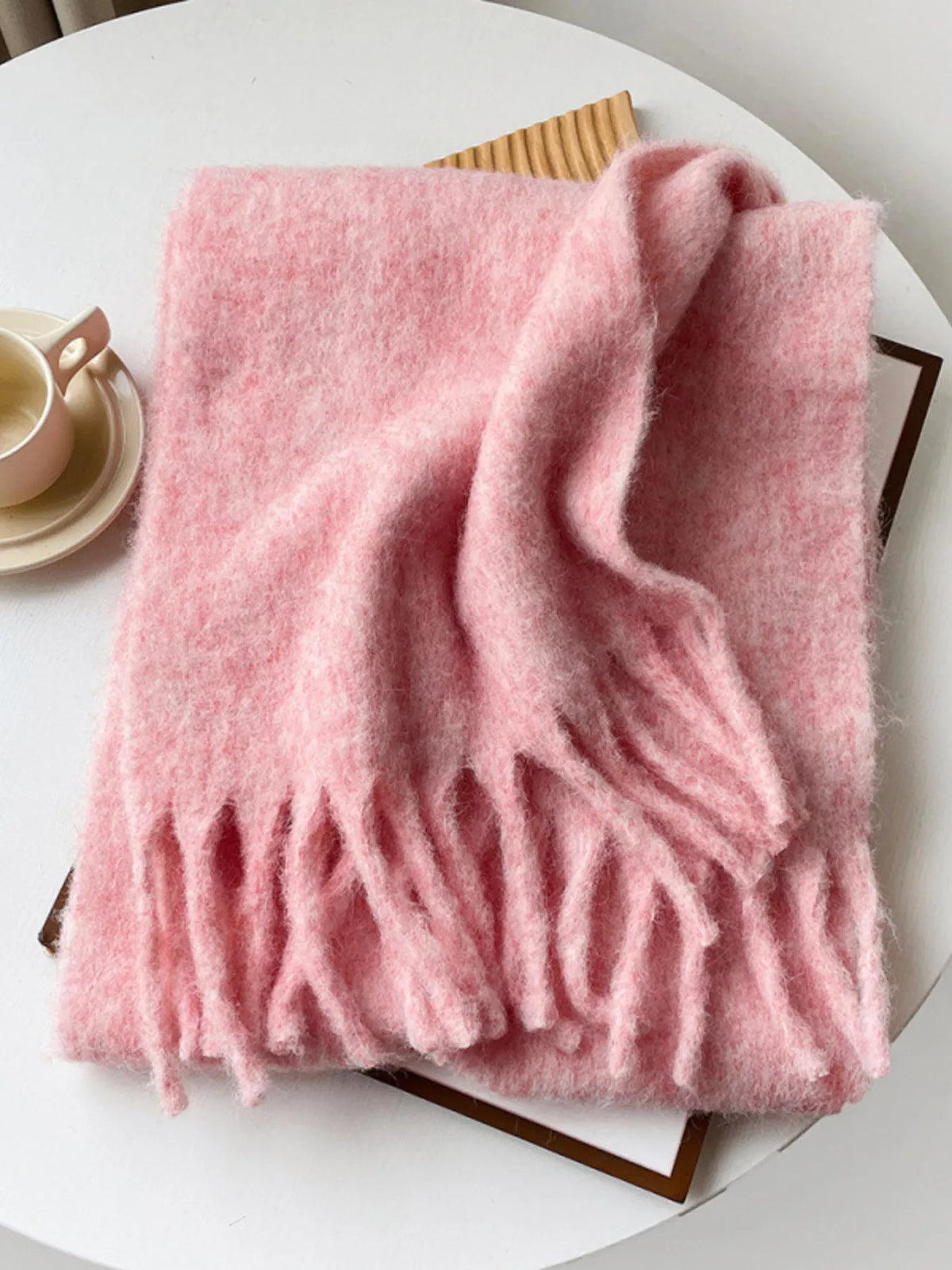 Fringe Solid Color Polyester Scarf