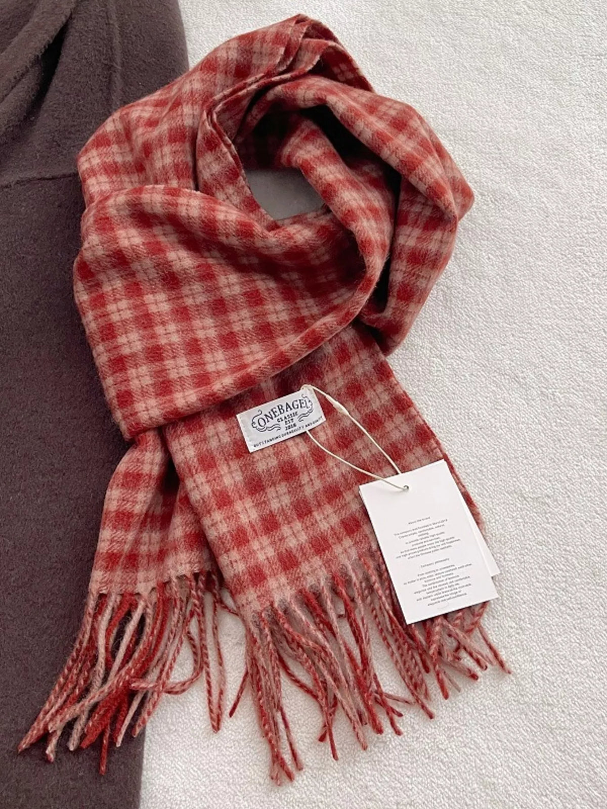 Classic Plaid Fringe Wool Scarf