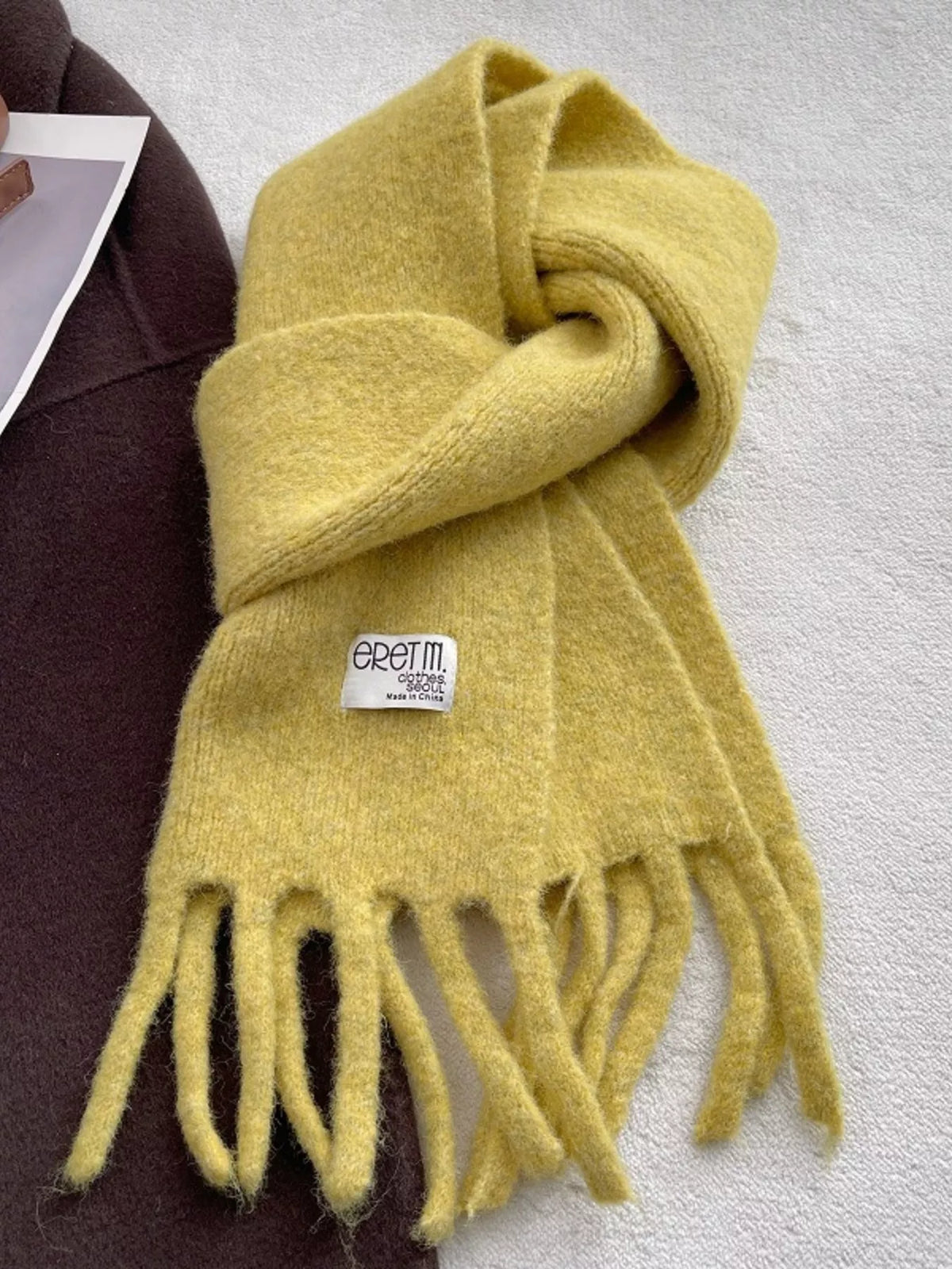Fuzzy Chunky Fringe Solid Color Scarf