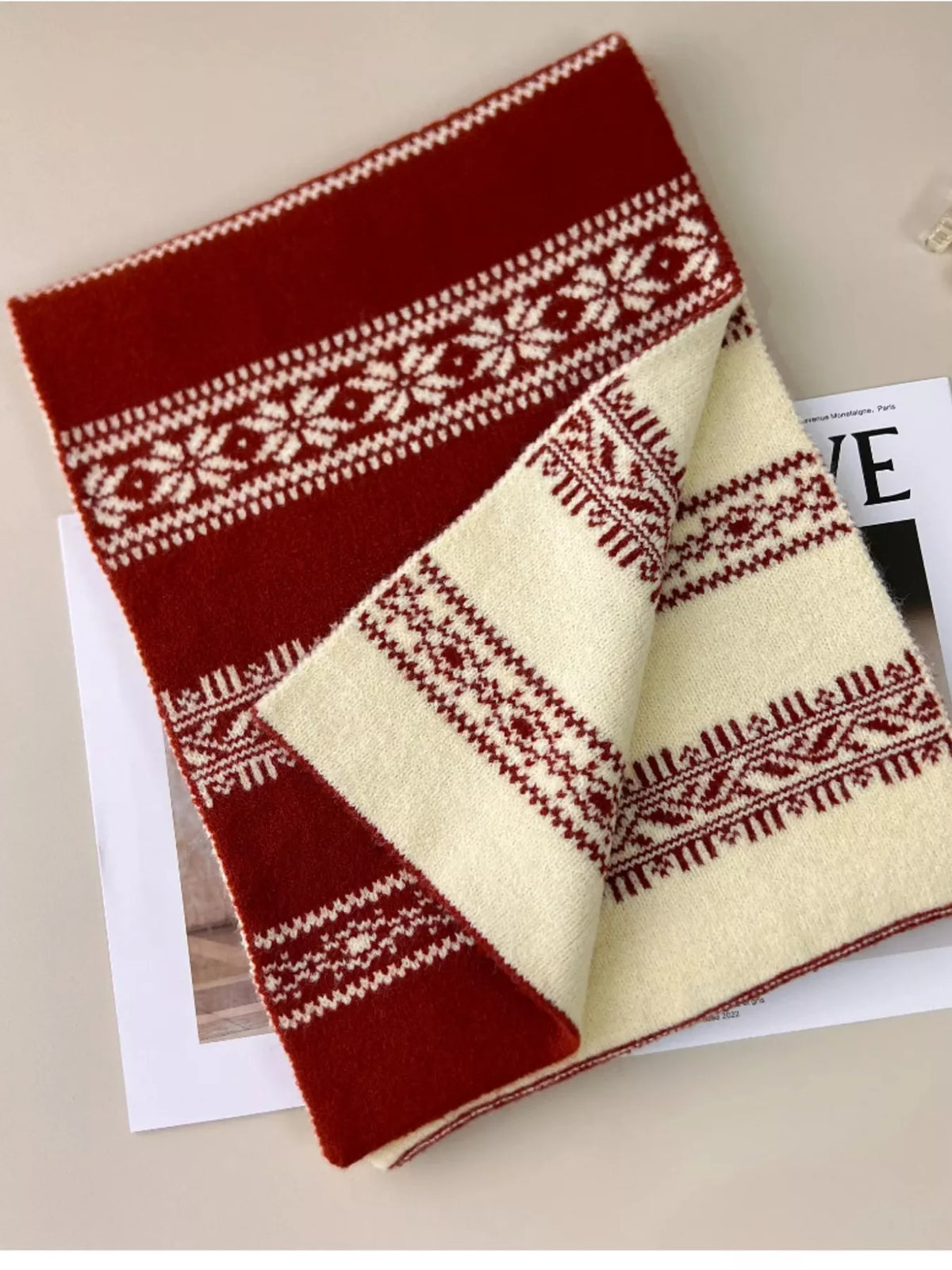 Snowflake Knitted Winter Scarf