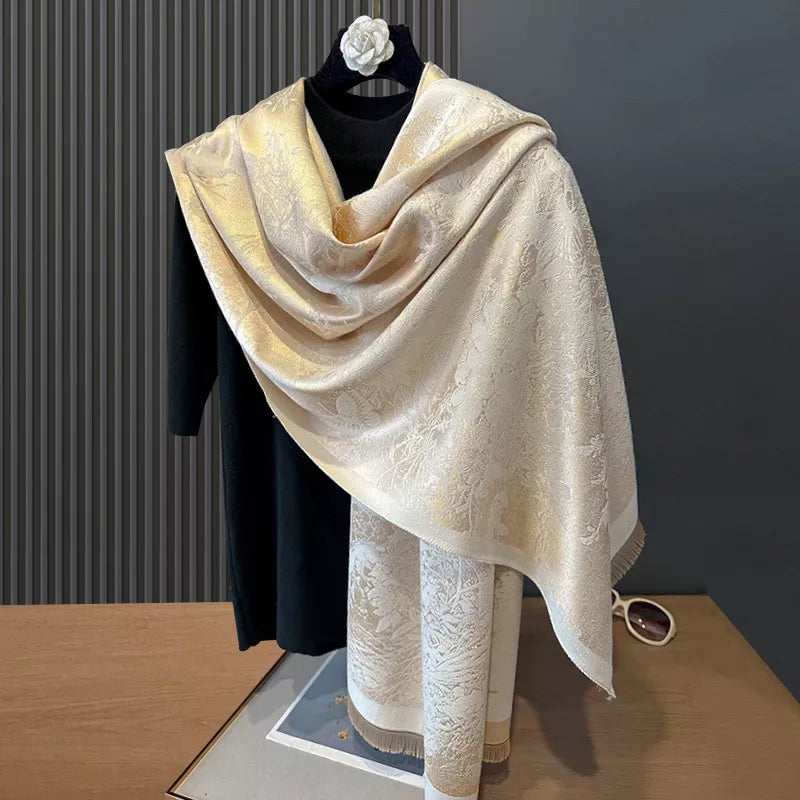Butterfly Print Raw Hem Cotton Scarf