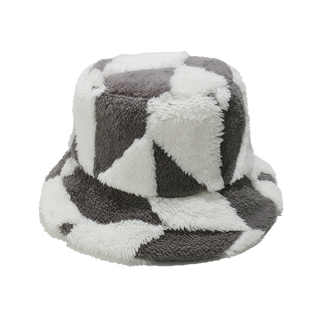Boho Plush Fisherman Hat - Cozy Geometric Winter Style