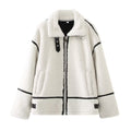 Cozy Faux Fur Zip Up Bomber Jacket