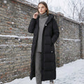 Warm Quilted Down Parka Coat with Hood and Pockets