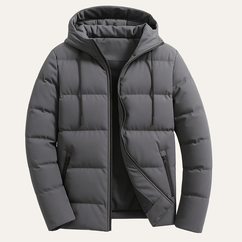 Waterproof Men's Puffer Jacket - Warm Hooded Winter Coat