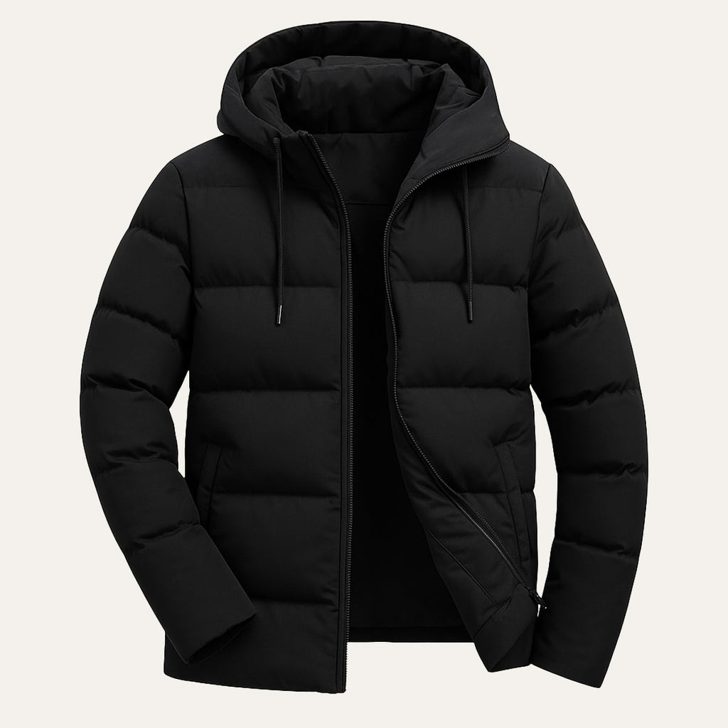 Waterproof Men's Puffer Jacket - Warm Hooded Winter Coat
