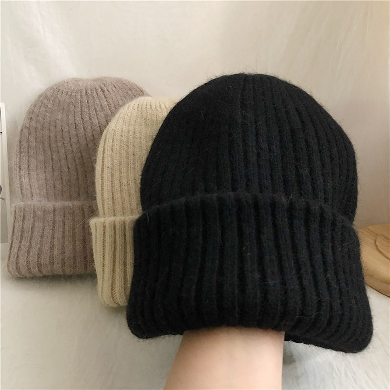 Cozy Rabbit Fur Knit Beanie - Warm Winter Hat
