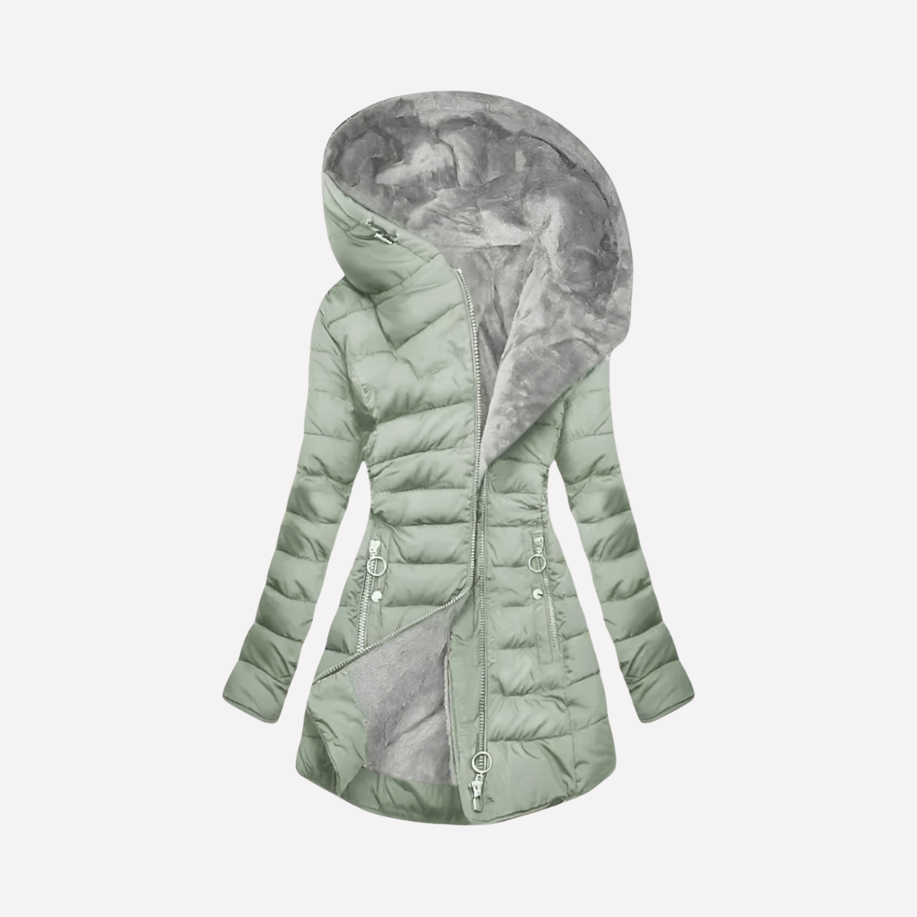 Ladies Warm Parka Jacket with Hood and Zip