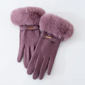 Warm Fitted Gloves with Metal Accent Cuff