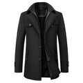 Warm Button-Front Wool Winter Parka Coat
