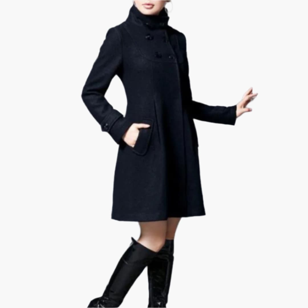 Warm Women's Parka with Hood and Buttons