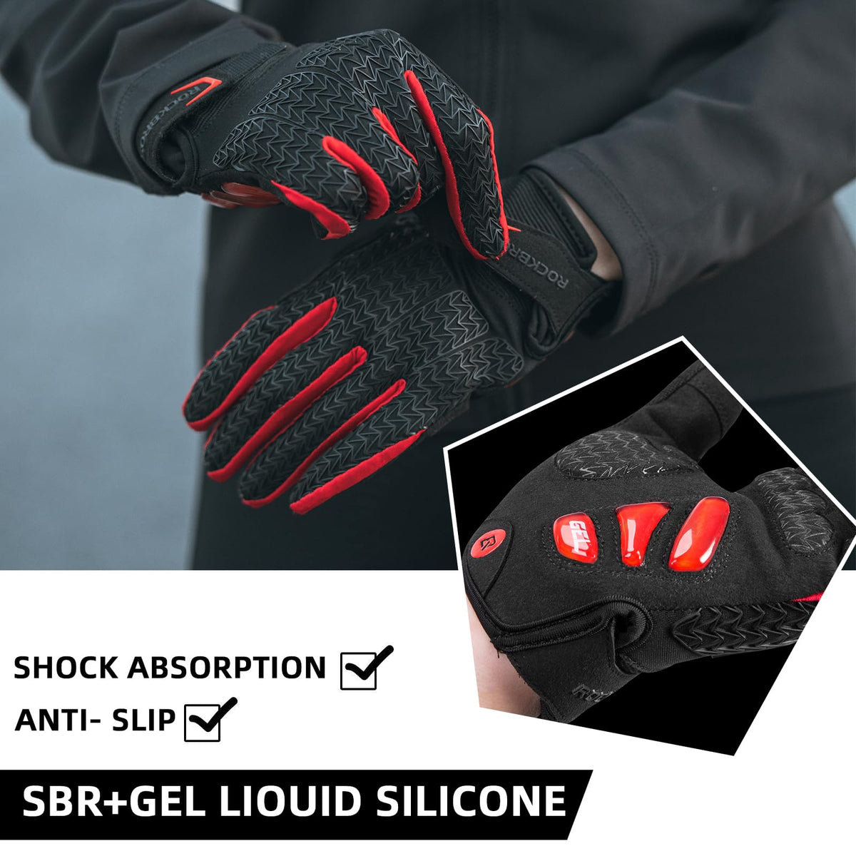 ROCKBROS Winter Cycling Windproof Anti-Slip Thermal Bike Gloves for Cycling,Biking,Running