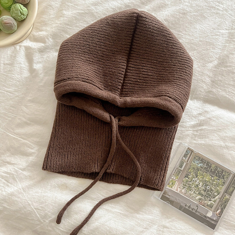 Knitted Hooded Scarf Integrated Hat - Winter Warm Neck Protective Cap - Unisex Versatile Headwear