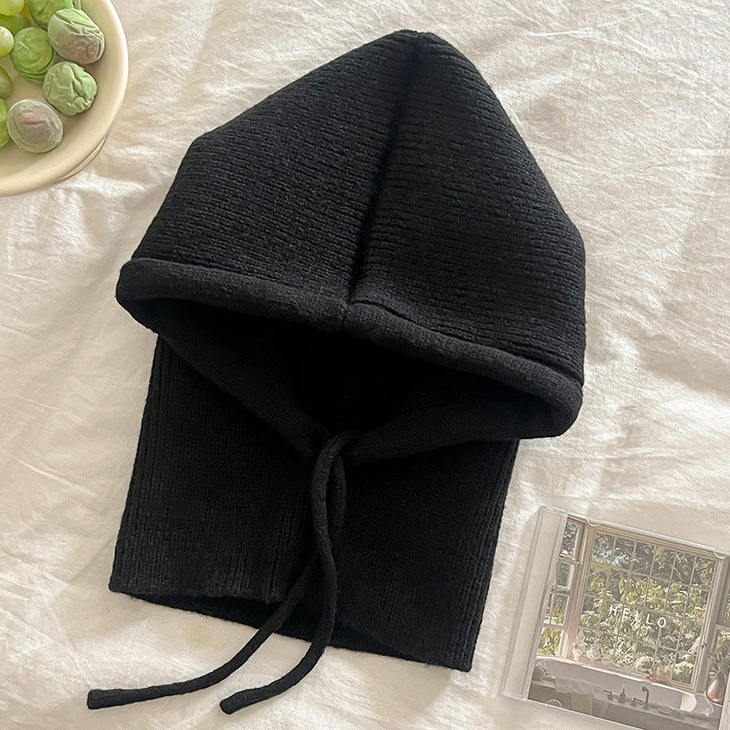 Knitted Hooded Scarf Integrated Hat - Winter Warm Neck Protective Cap - Unisex Versatile Headwear