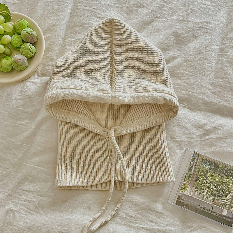 Knitted Hooded Scarf Integrated Hat - Winter Warm Neck Protective Cap - Unisex Versatile Headwear