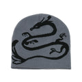 Men's Dragon Knit Beanie: Warm Wool Blend Winter Hat