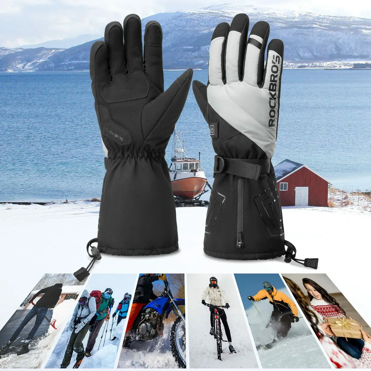 Winter Cycling Gloves Electric Heated Touch Screen