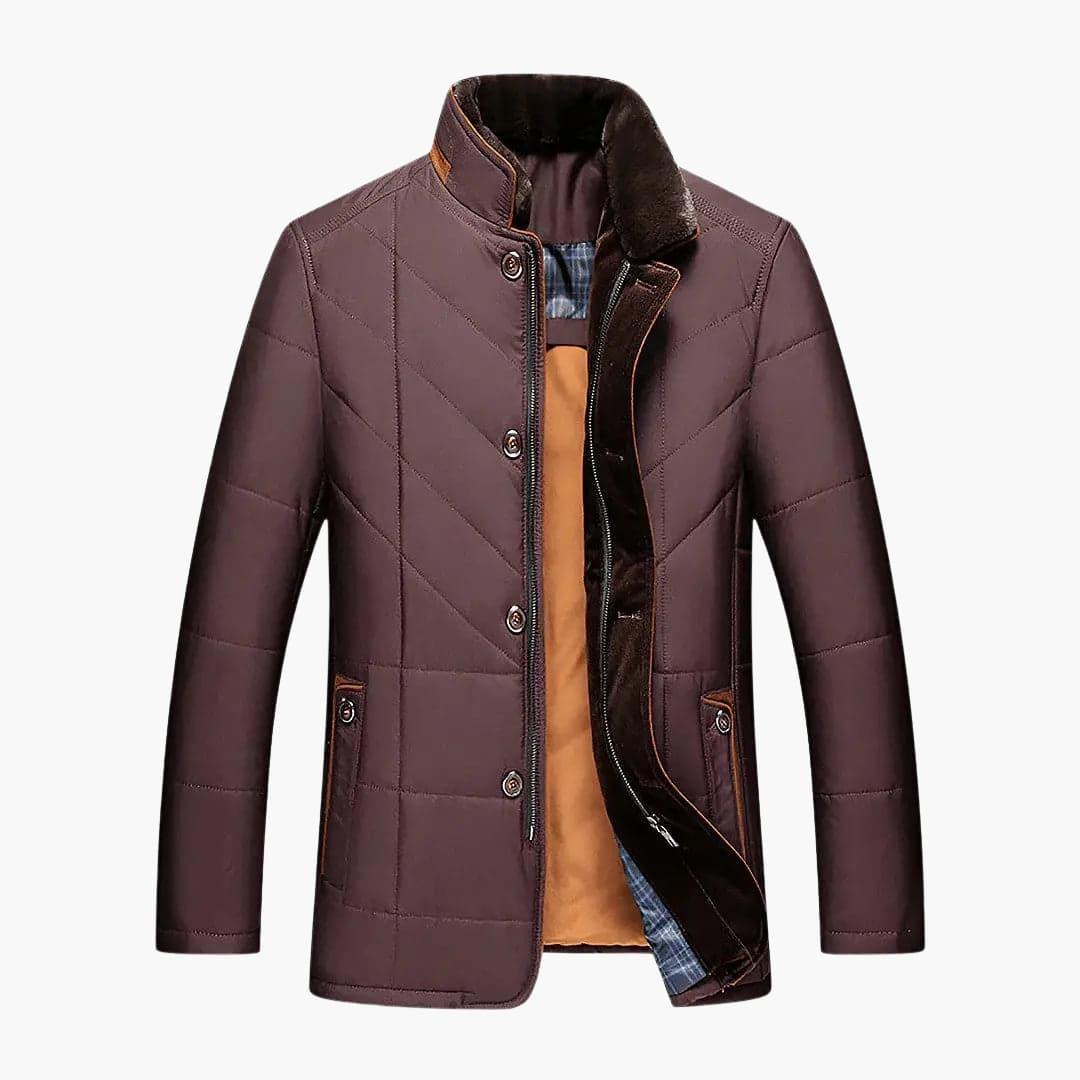 Warm Padded Men's Winter Jacket with Button Front