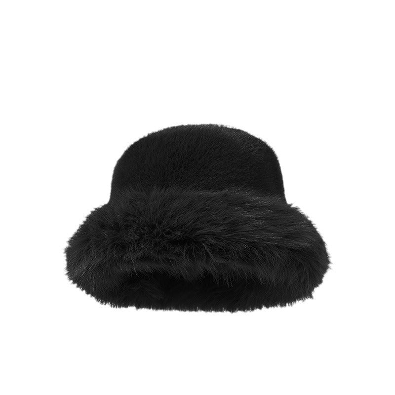 Pandaize Faux Rabbit Fur Bucket Hat for Women – Soft Plush Winter Hat, Warm & Stylish Cold Weather Accessory
