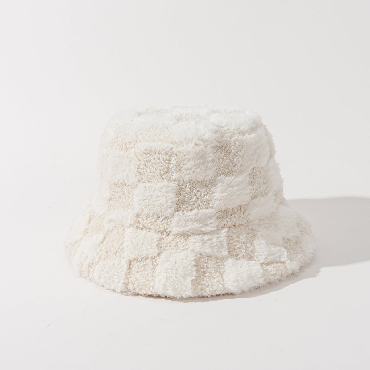 Autumn Winter Checkerboard Fleece-Lined Fisherman Hat - Long Pile, Thickened for Skiing & Outdoor Commute