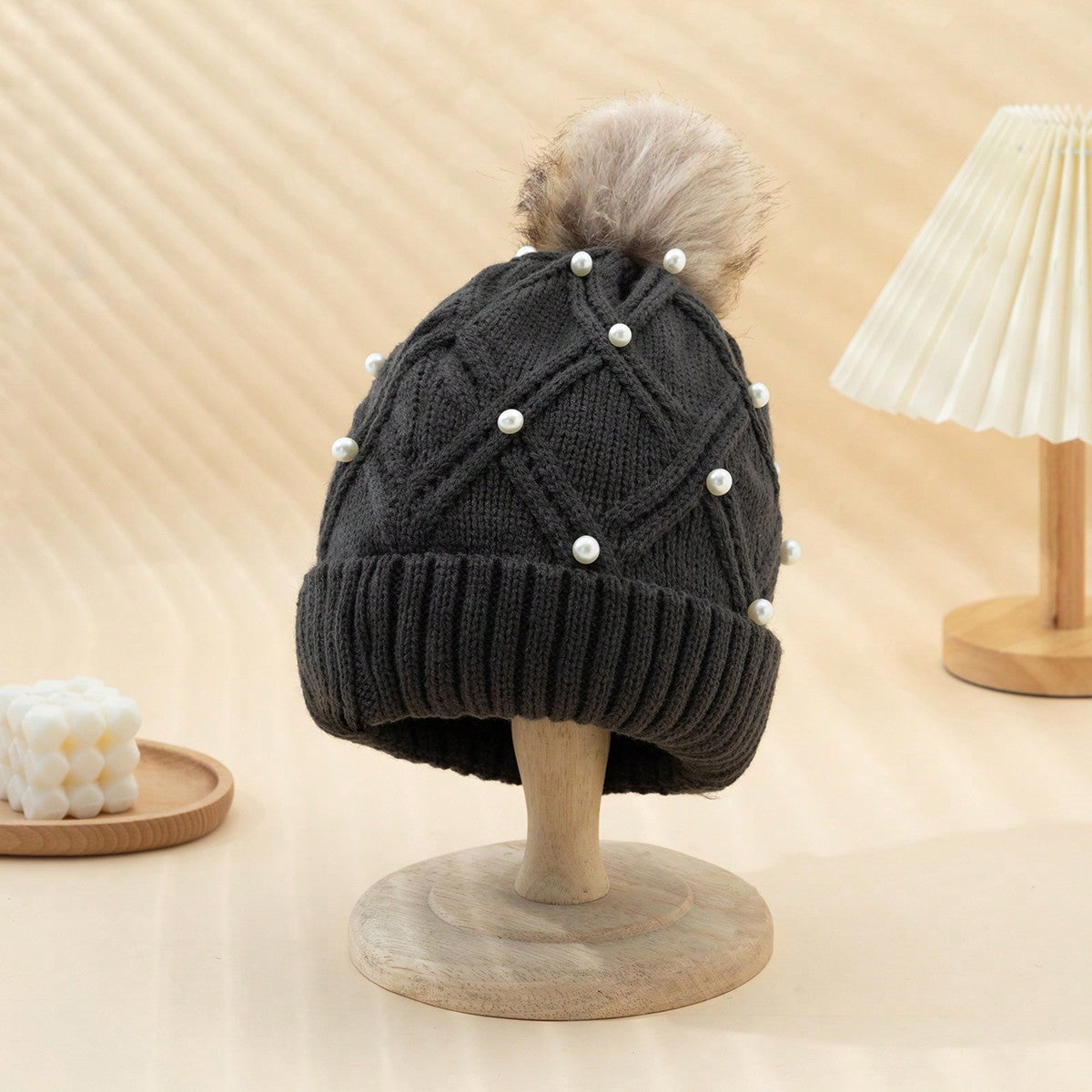 Pearl Knit Beanie: Cozy Korean Style Warmth