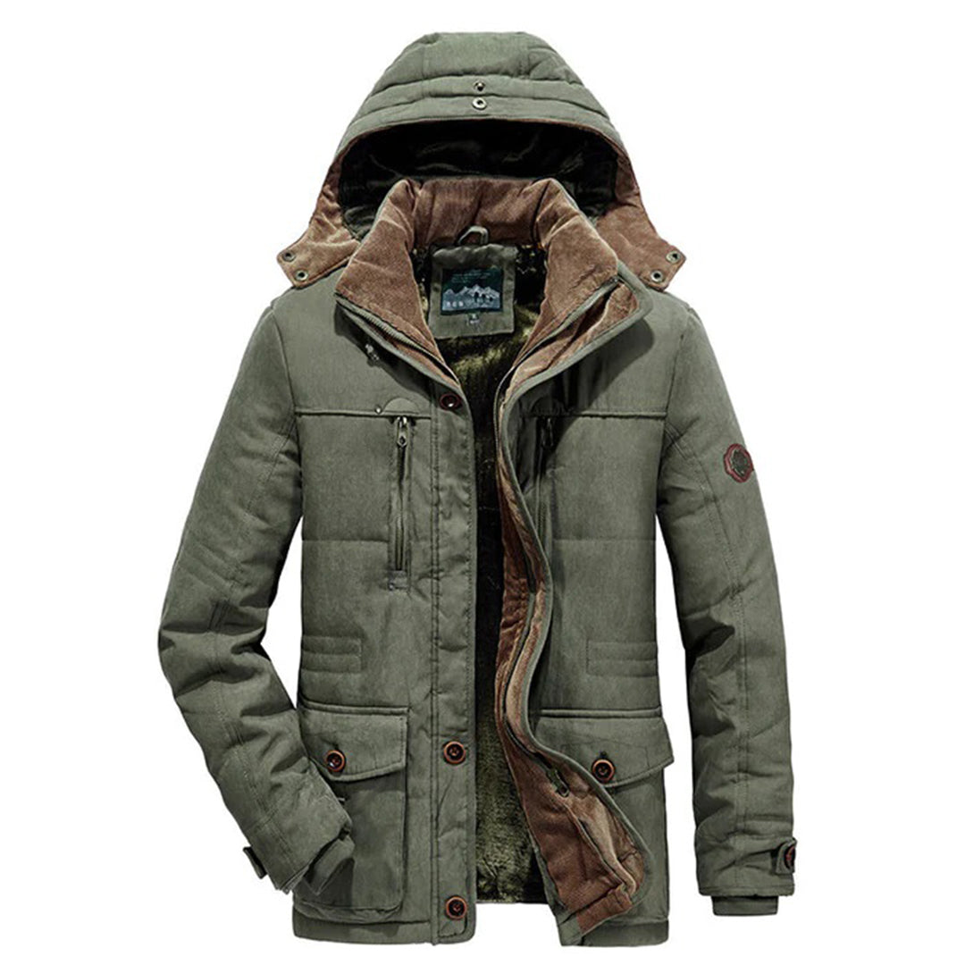 Waterproof Mens Coat with Fleece and Detachable Hood