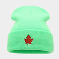 Red Maple Leaf Knit Beanie: Street Style Warm Hat