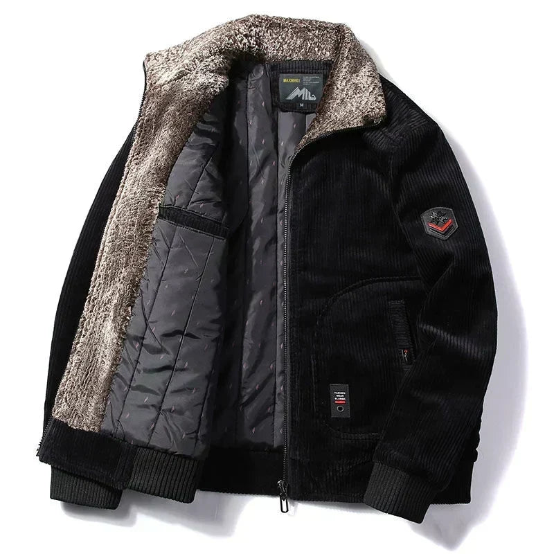 Warm Fur Trim Classic Bomber Jacket