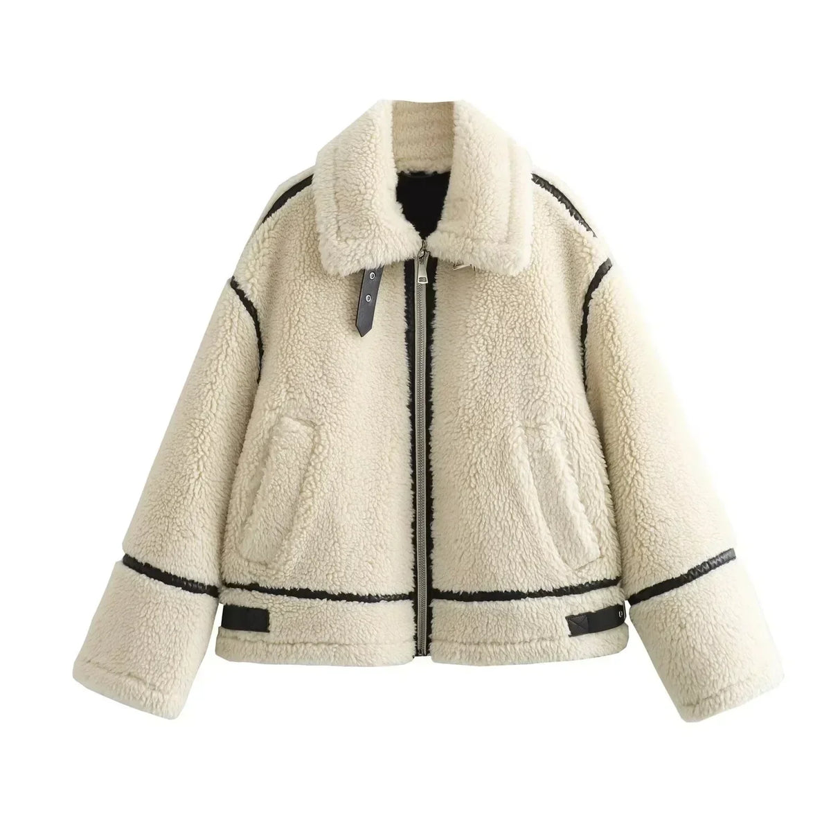 Cozy Faux Fur Zip Up Bomber Jacket