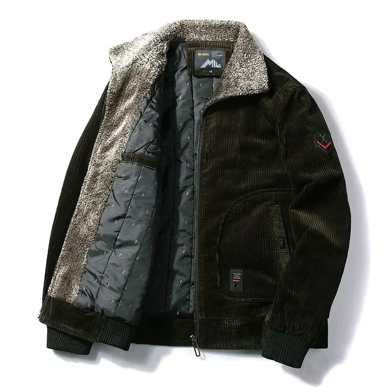 Warm Fur Trim Classic Bomber Jacket