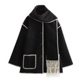 Casual Fit Coat with Scarf, Knee Length Winter Coat
