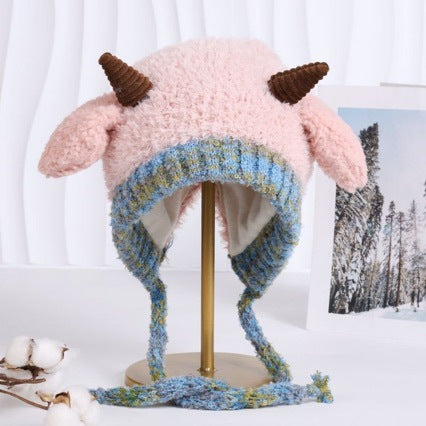 Cute Bear Ear Fleece Lined Knit Hat