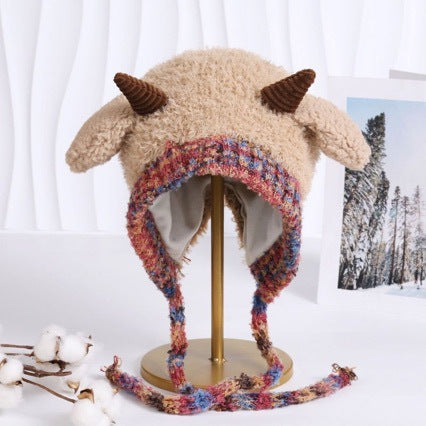 Cute Bear Ear Fleece Lined Knit Hat