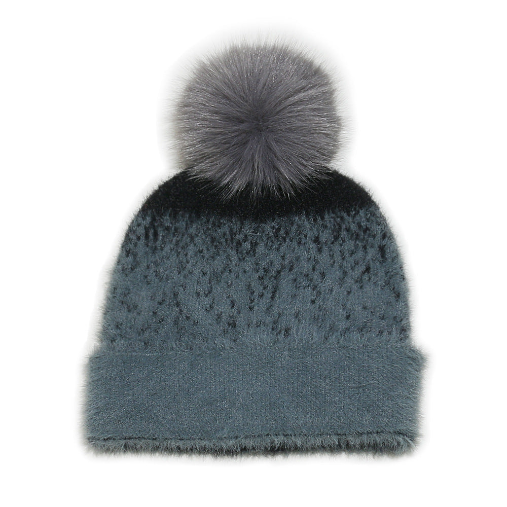 Faux Mink Knit Beanie with Ear Protection