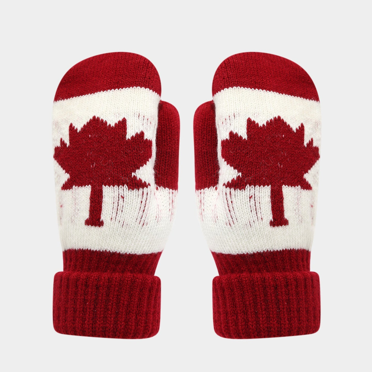 Maple Leaf Knit Hat Scarf & Gloves Set - Warm Winter Style