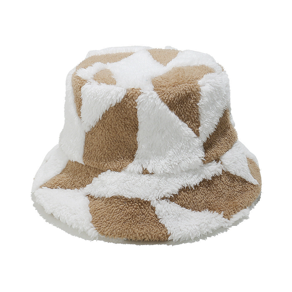 Boho Plush Fisherman Hat - Cozy Geometric Winter Style