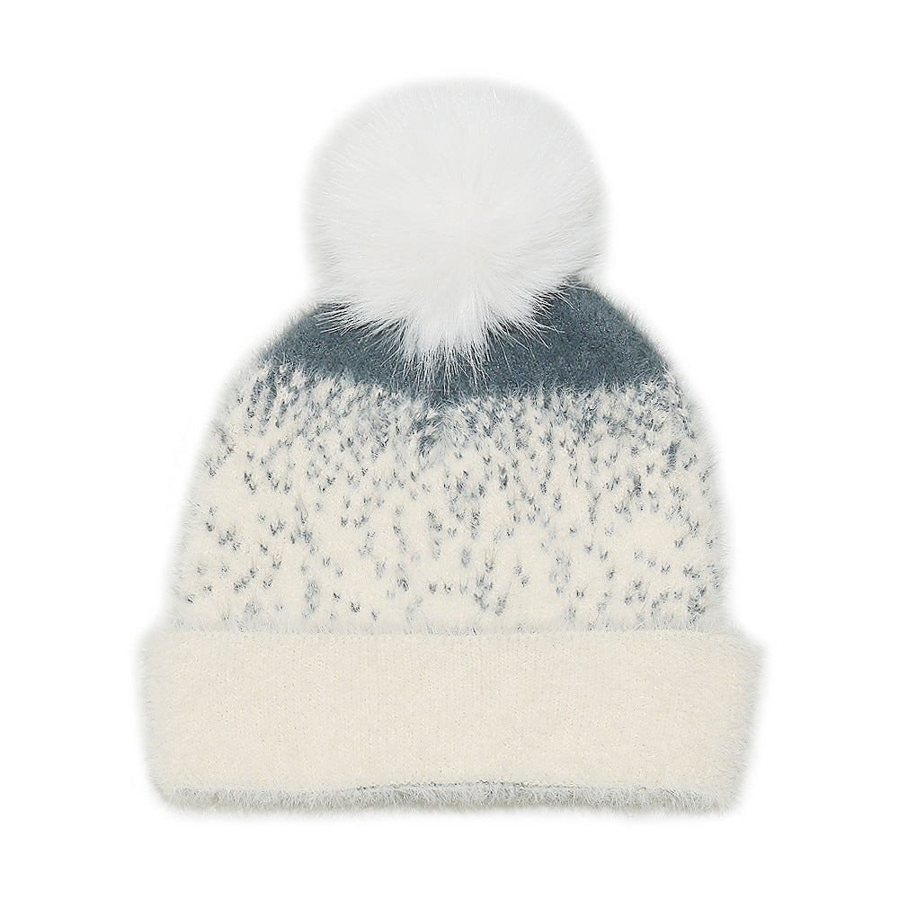 Faux Mink Knit Beanie with Ear Protection