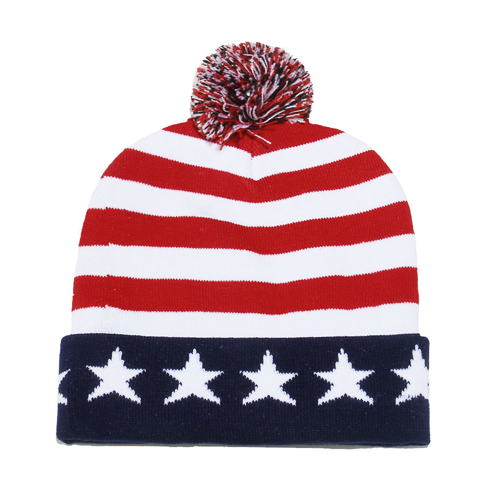 USA Flag Knit Beanie - Patriotic Winter Hat