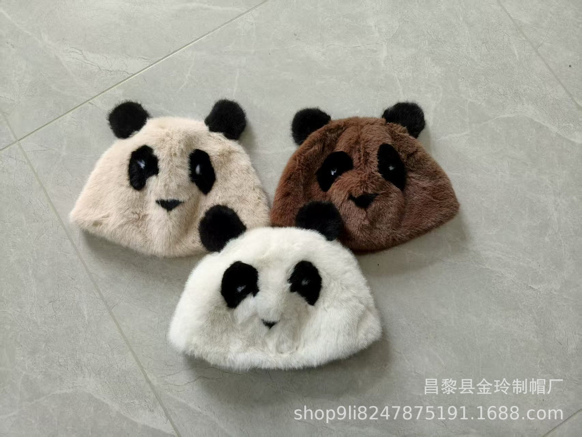 Cute Panda Faux Mink Earflap Hat - Cozy Winter Warmth