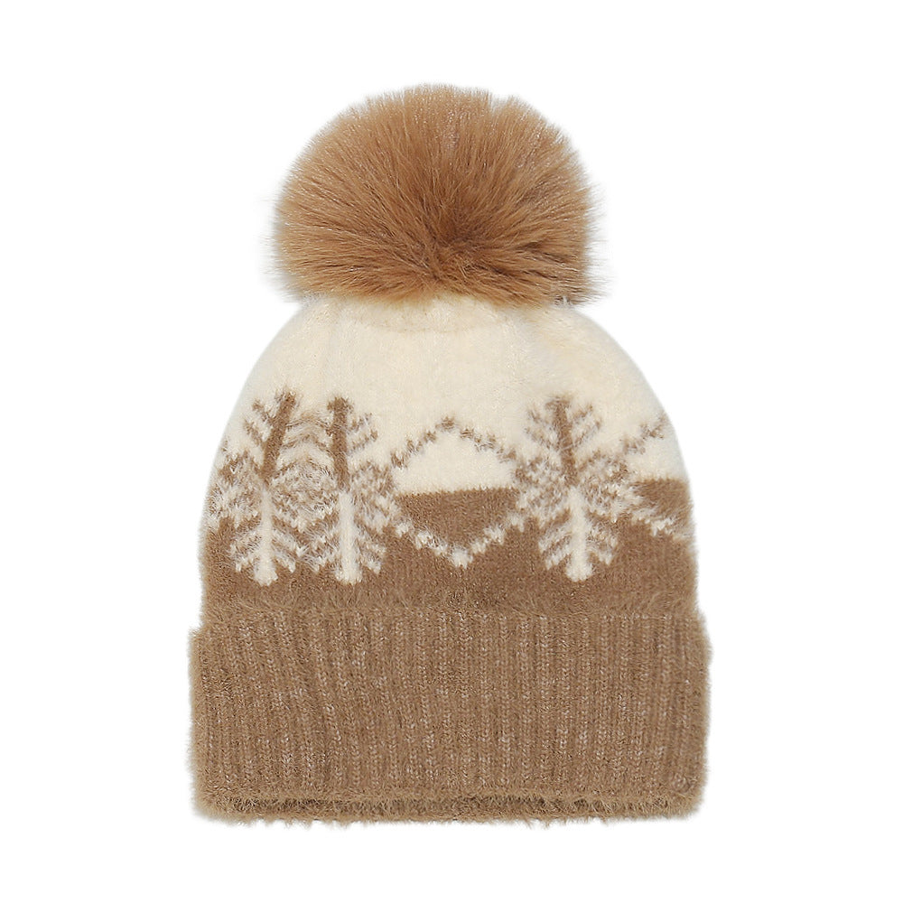 Cozy Faux Fur Snowflake Knit Beanie