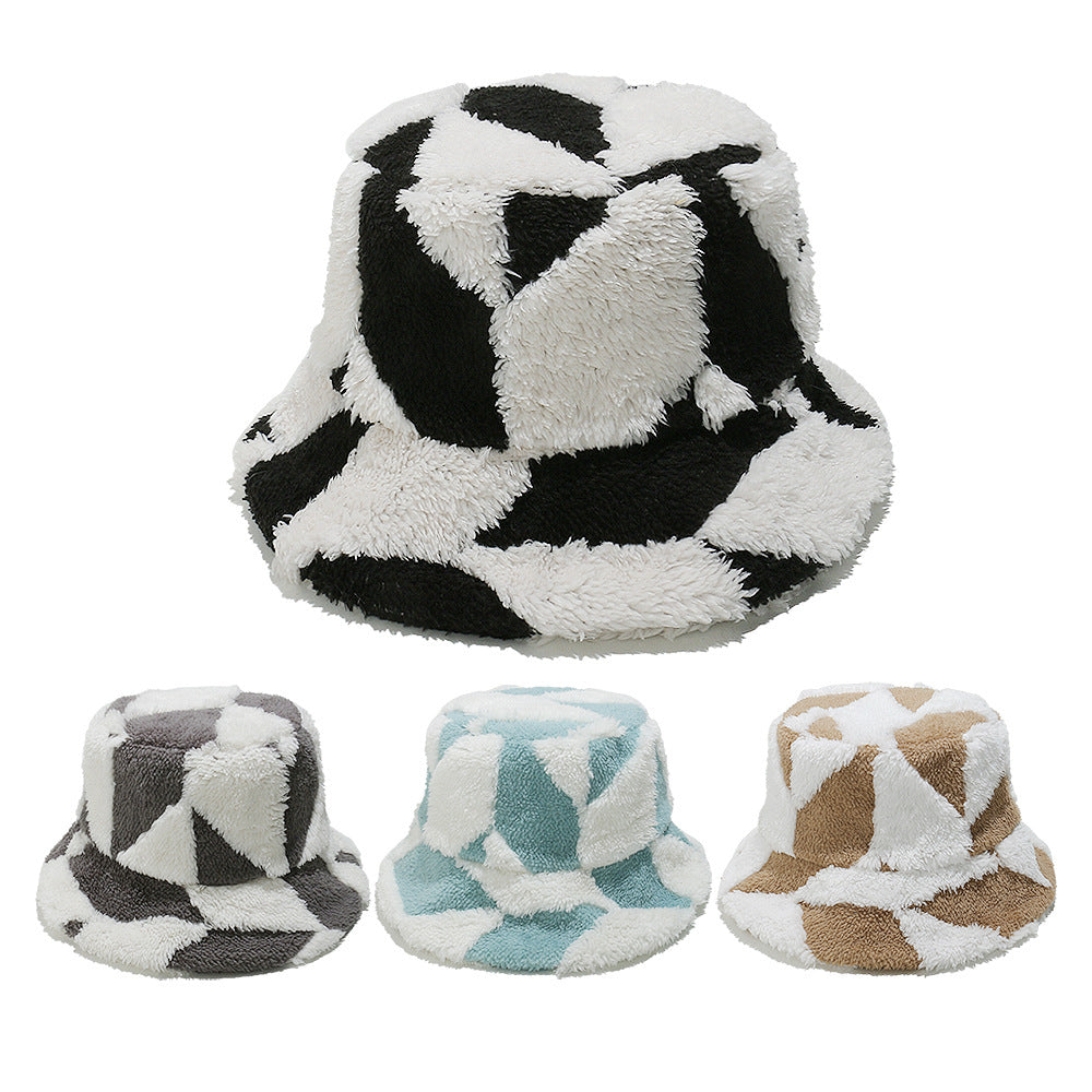 Boho Plush Fisherman Hat - Cozy Geometric Winter Style