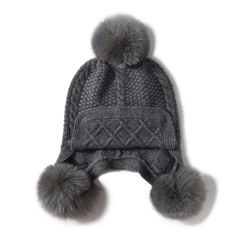 Cozy Cashmere Beanie with Genuine Fur Pom