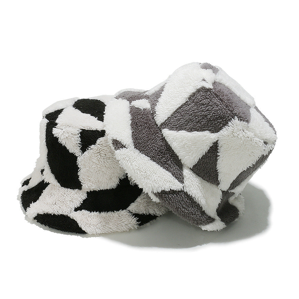 Boho Plush Fisherman Hat - Cozy Geometric Winter Style