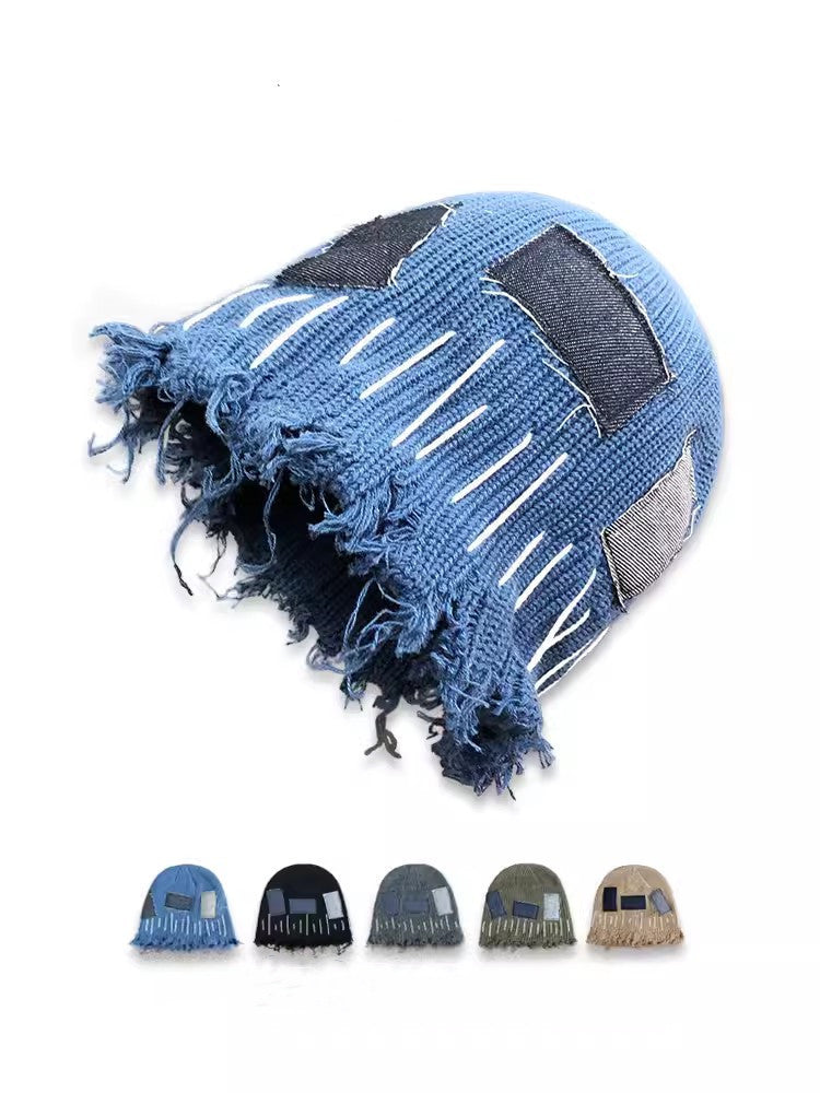 Ripped Wool Knit Beanie - Trendy Winter Hat for Men & Women