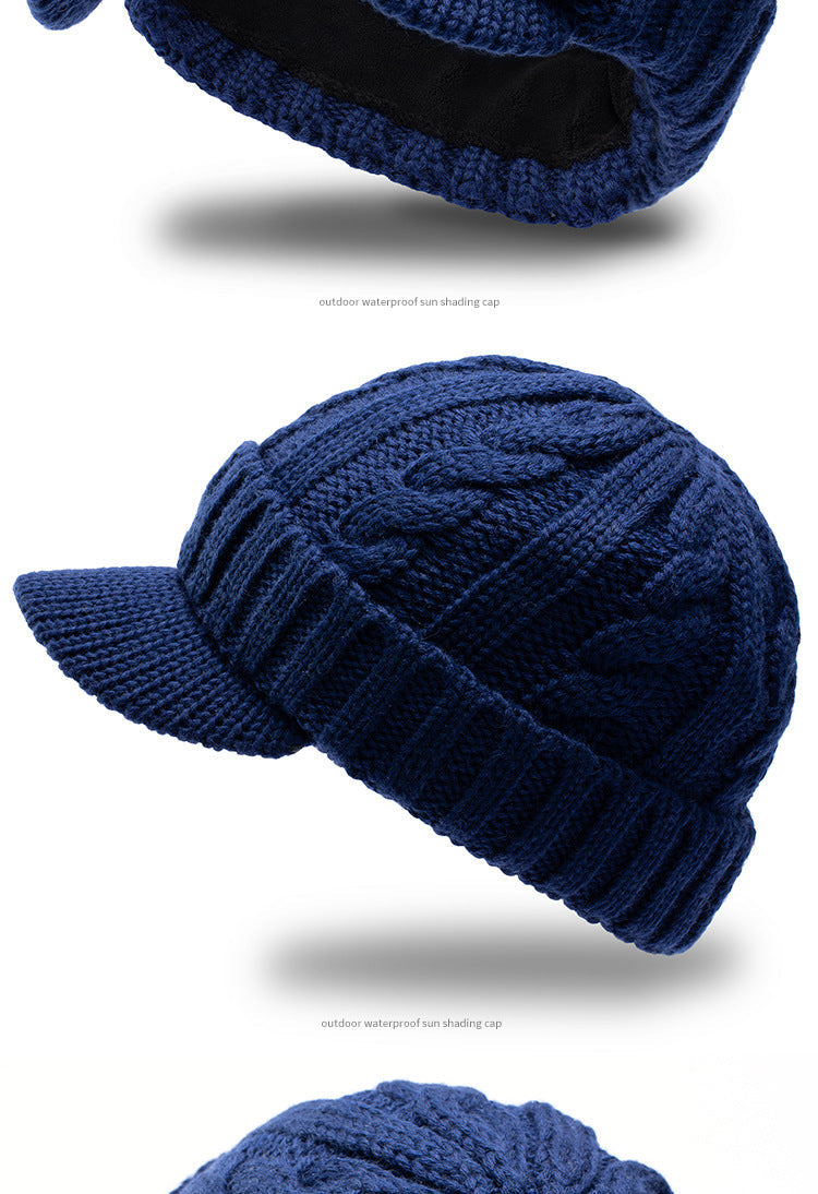 Warm Fleece-Lined Wool Knit Hat for Men