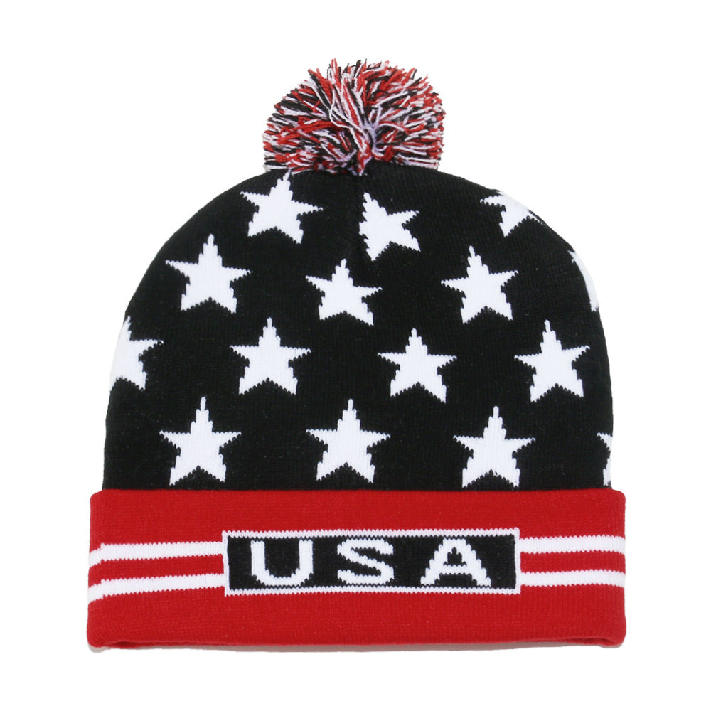 USA Flag Knit Beanie - Patriotic Winter Hat