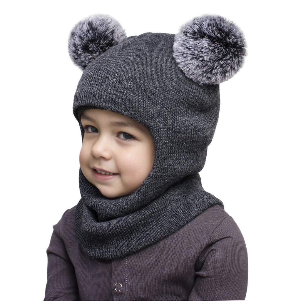 Kids Fleece Lined Earflap Hat & Scarf Set